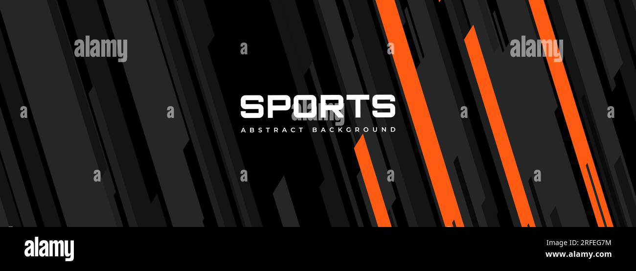 Modern sports banner design with diagonal orange and gray lines. Abstract sports background