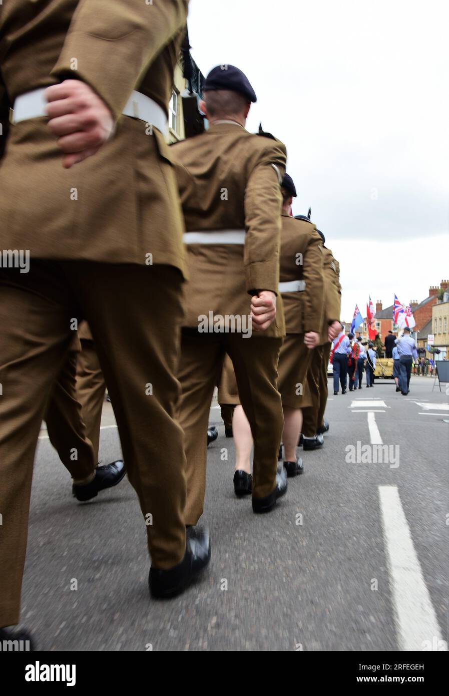 Soldiers parading in 2017 Armed Forces Day events in Banbury, Oxfordshire Stock Photo