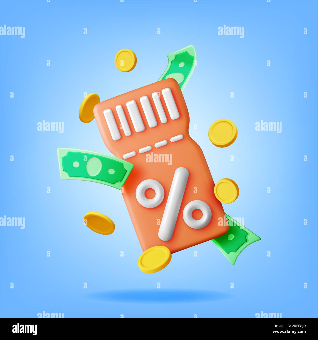 3d realistic percent sign icon with coins render money hi-res stock ...