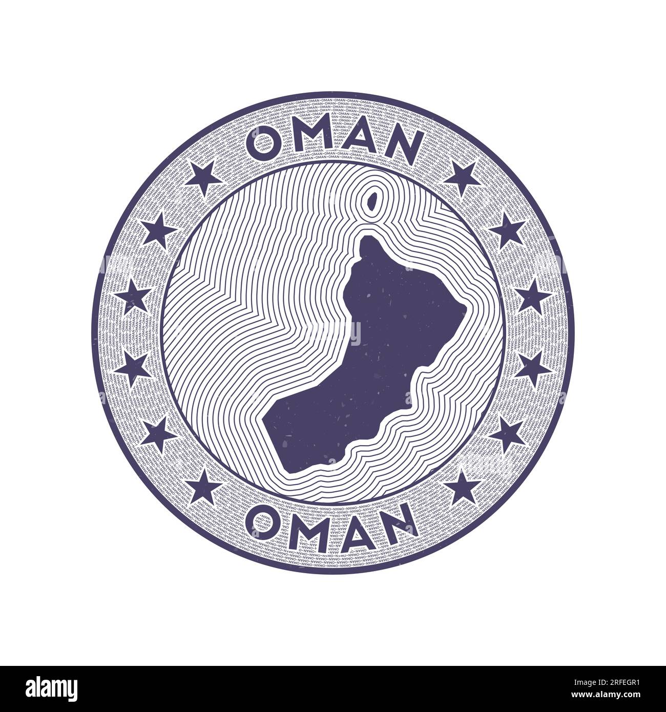 Oman round badge vector. Country round stamp with shape of Oman
