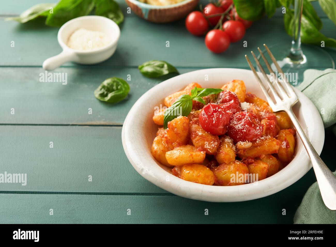 Potato gnocchi. Traditional homemade potato gnocchi with tomato sauce ...