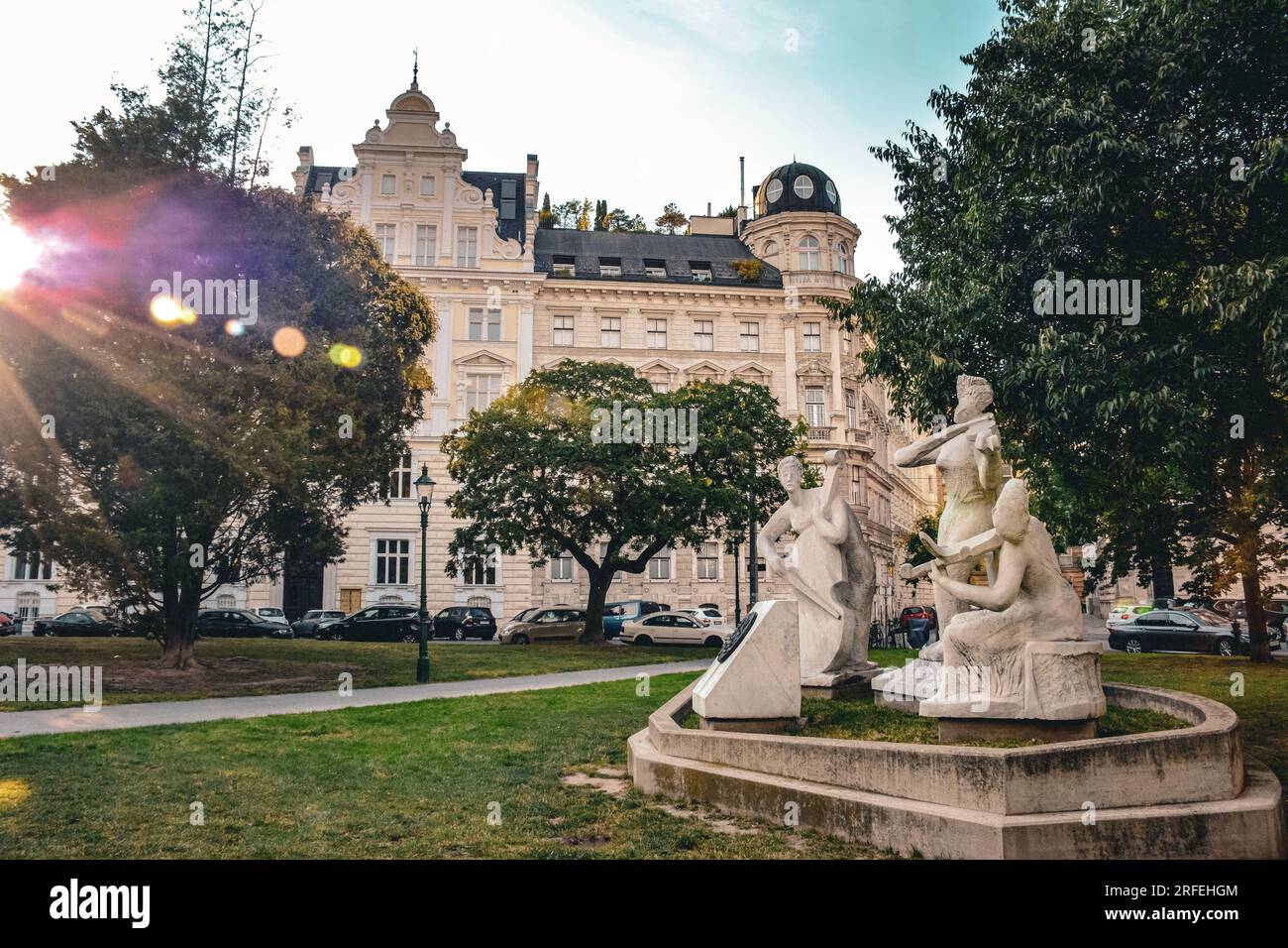 The Antonio Vivaldi Monument on Rooseveltplatz - Vienna, Austria Stock Photo