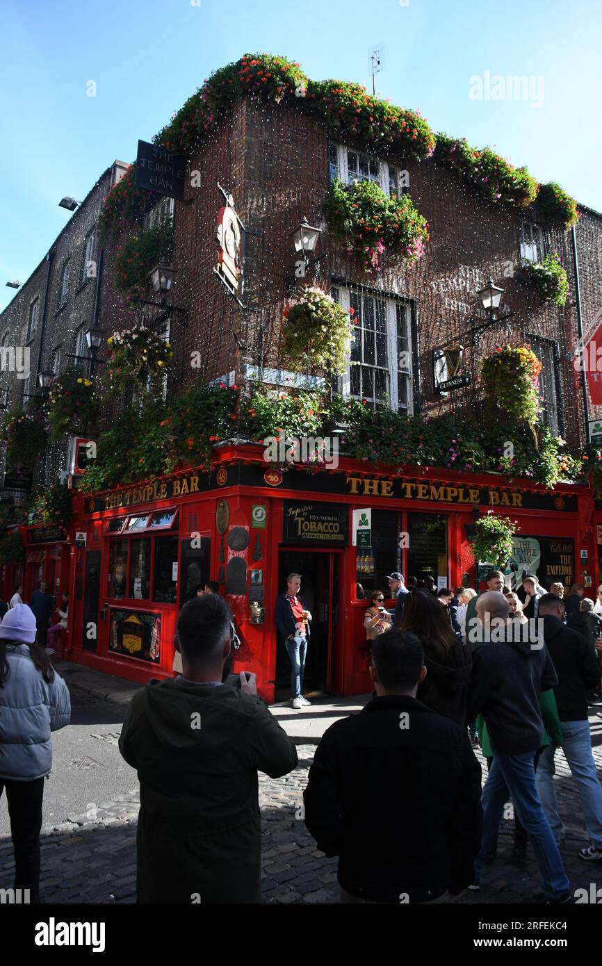 The exterior of the famous Temple Bar pub in Temple Bar district in