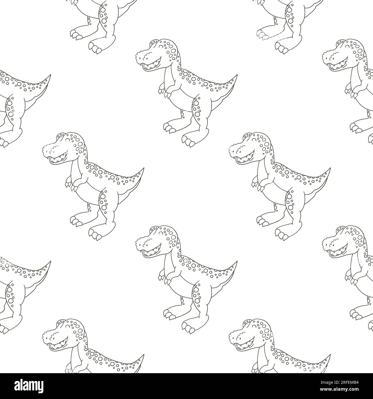 Cute funny kids dinosaur pattern. Tyrannosaur. Coloring dinosaur vector ...