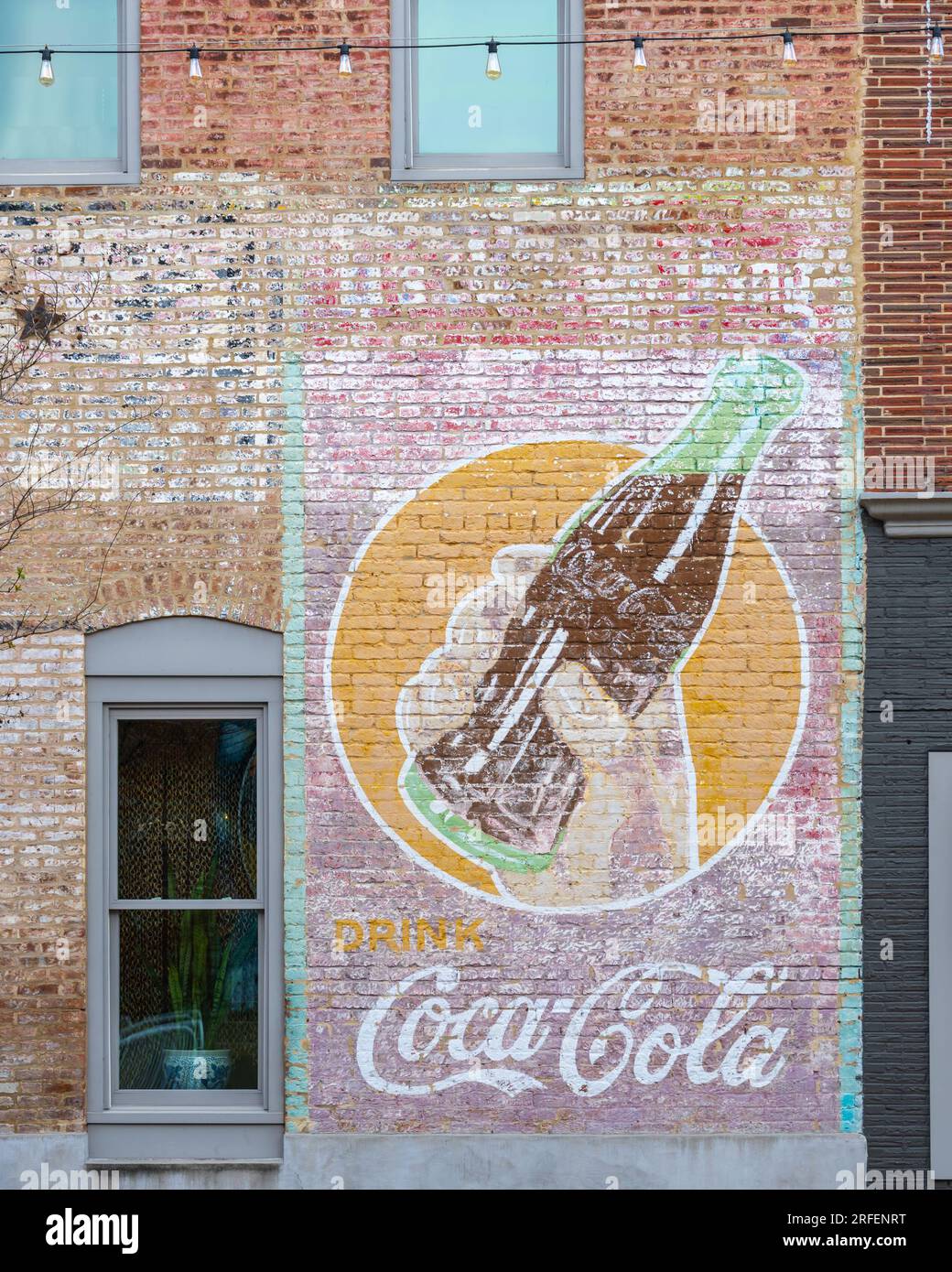 Coca-Cola mural, Tupelo, on the Natchez Trace Parkway, Mississippi. Stock Photo