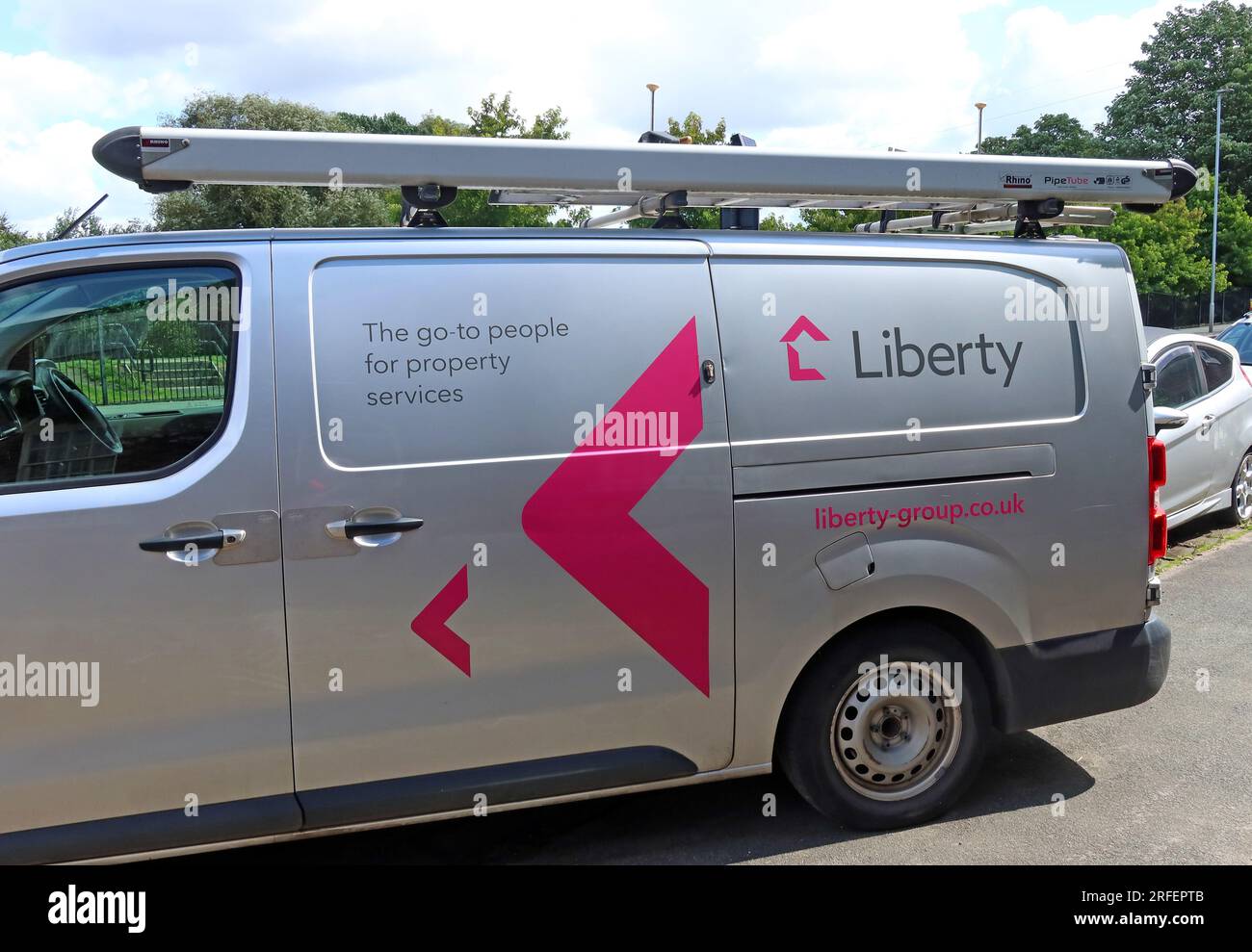 Liberty Group - Liberty Gas silver van, on call doing Social Housing responsive repairs, North West England, UK Stock Photo