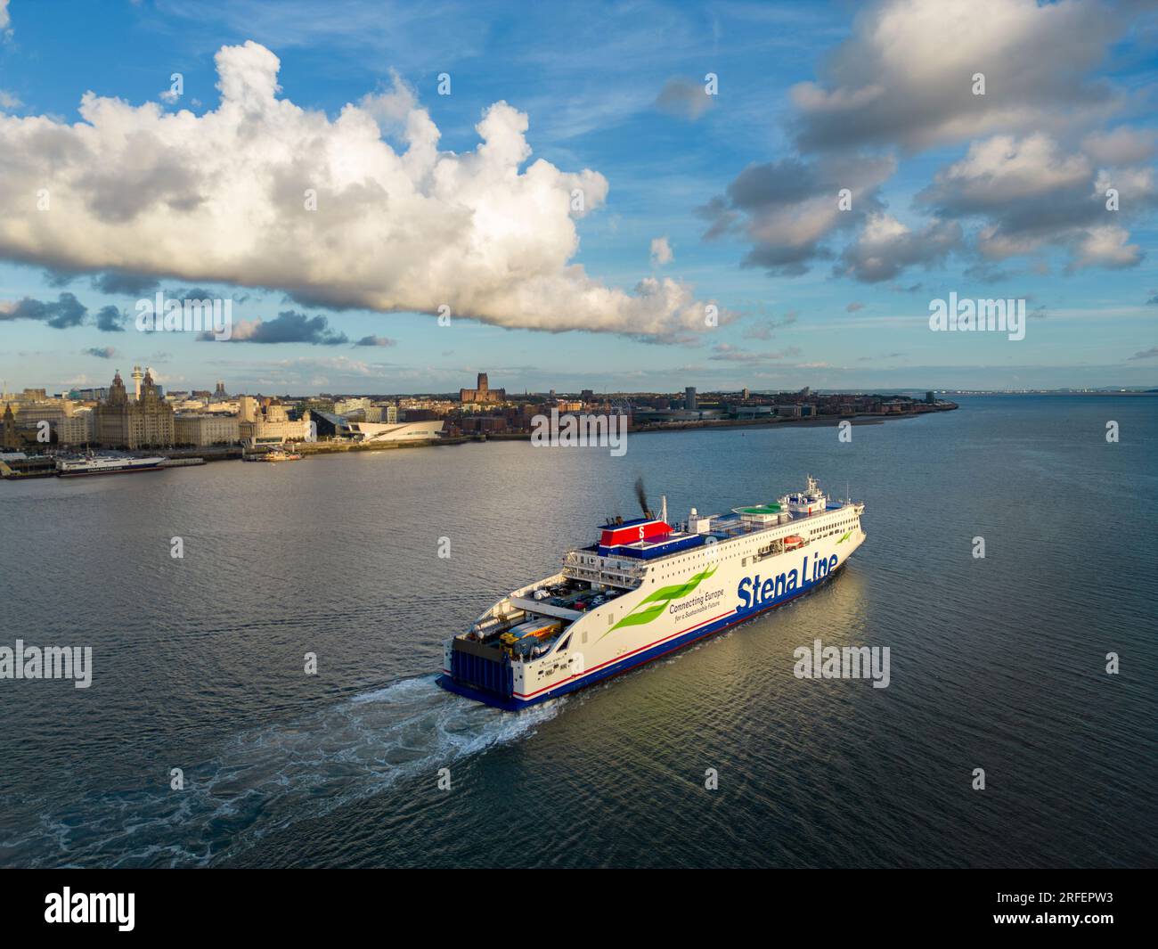 Stena Line car and passenger ferry arrives at Birkenhead, Wirral, England Stock Photo