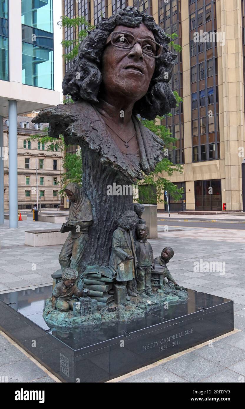 Statue of Betty Campbell, education pioneer, teacher and BME community leader, in Cardiff city centre, Wales Stock Photo