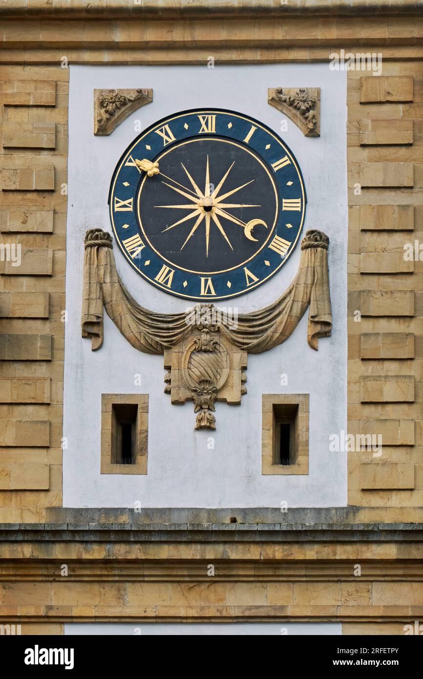 Switzerland, canton of Fribourg, Morat (Murten), the Bern gate clock ...