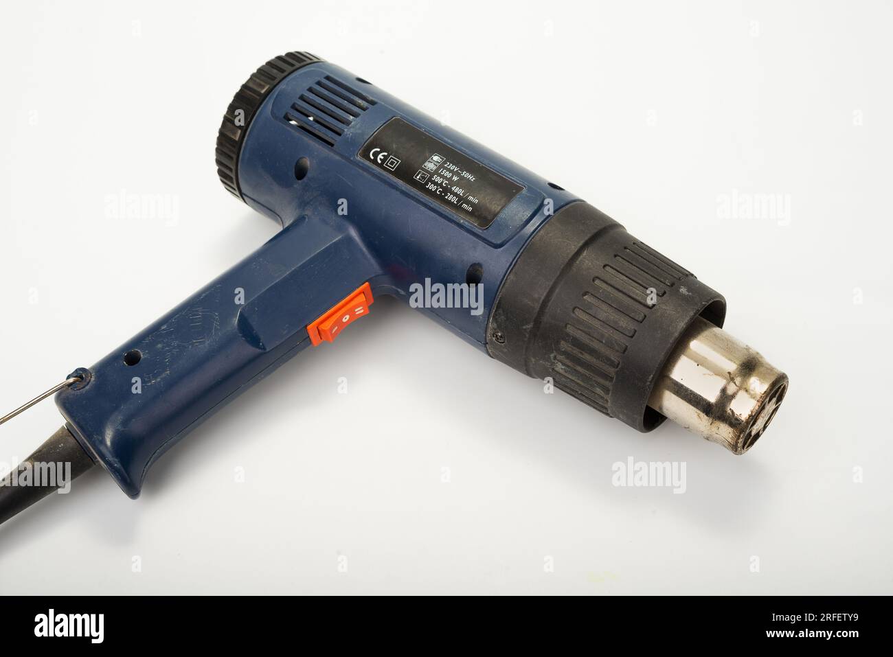 Old PVC pipe heat gun on a white Stock Photo Alamy