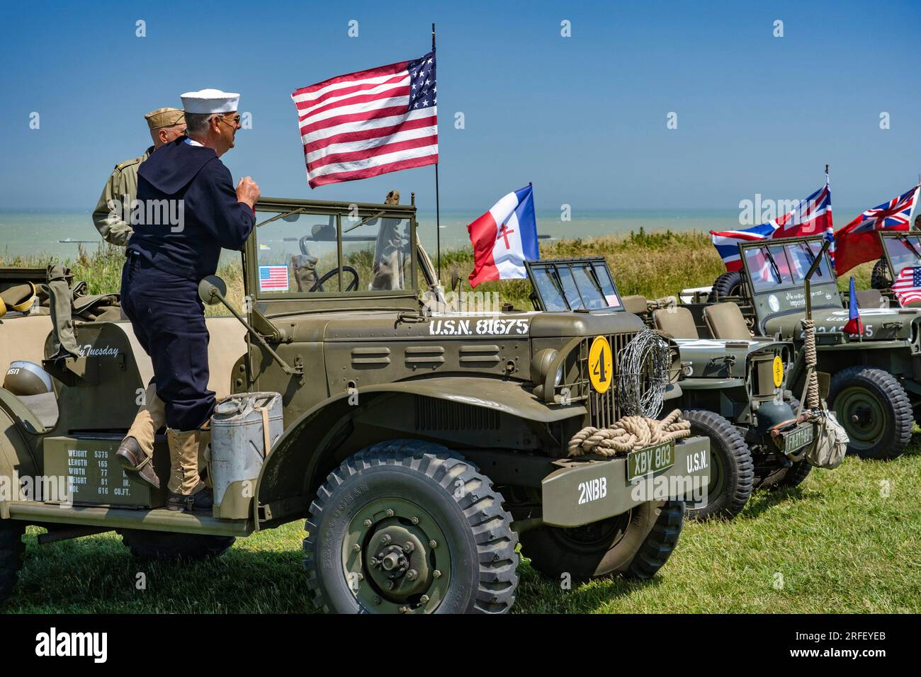 France, Calvados, Arromanches les Bains, commemoration of the June 6 1944, 69th anniversary, Gold Beach Stock Photo