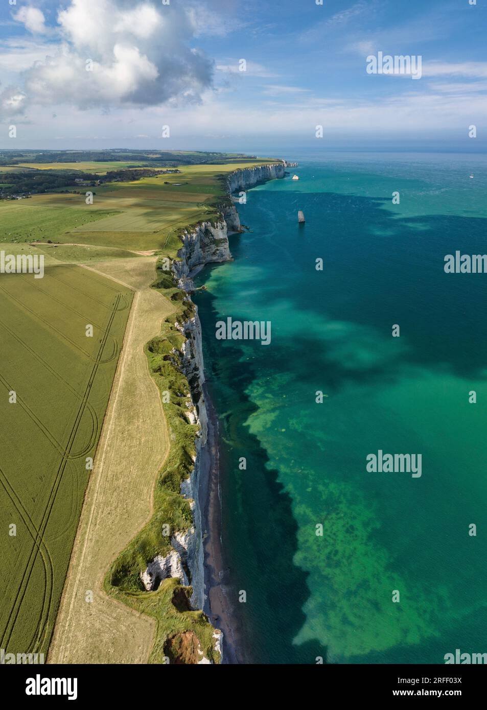 France, Normandy, Seine Maritime, Benouville, the cliff (aerial view) Stock Photo