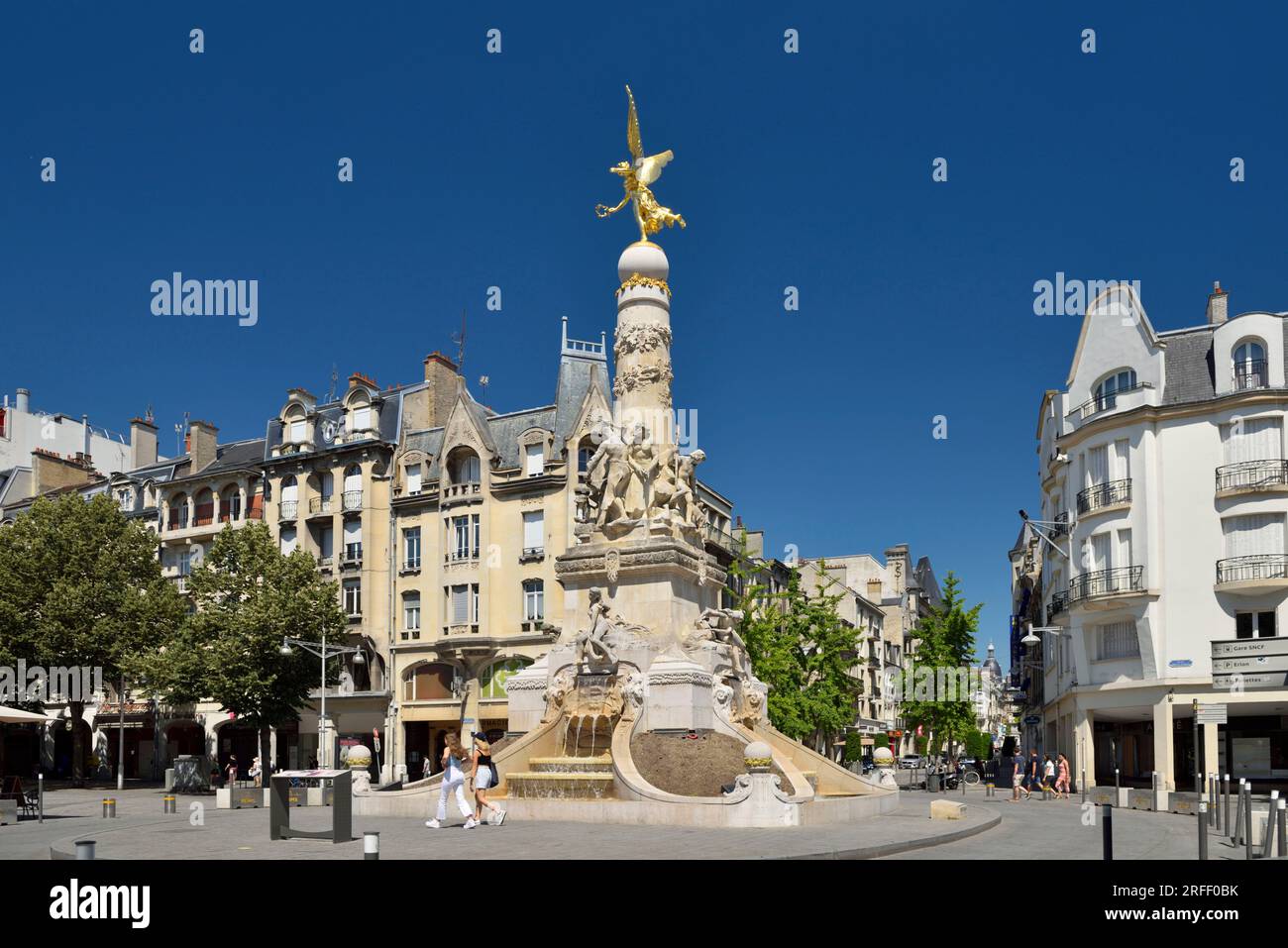 France, Marne, Reims, place Drouet d'Erlon, Sube fountain dating from 1906 Stock Photo