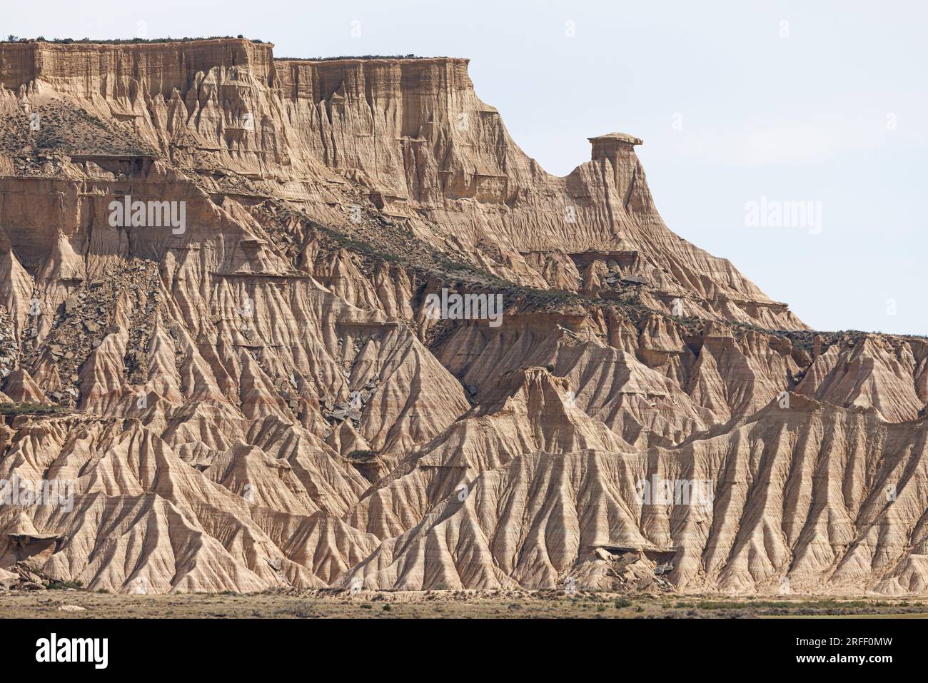 Spain, Navarra, Arguedas, The Bardenas Reales Biosphere Reserve and natural park listed as World Heritage by UNESCO, Bardena Blanca, El Rallon Stock Photo