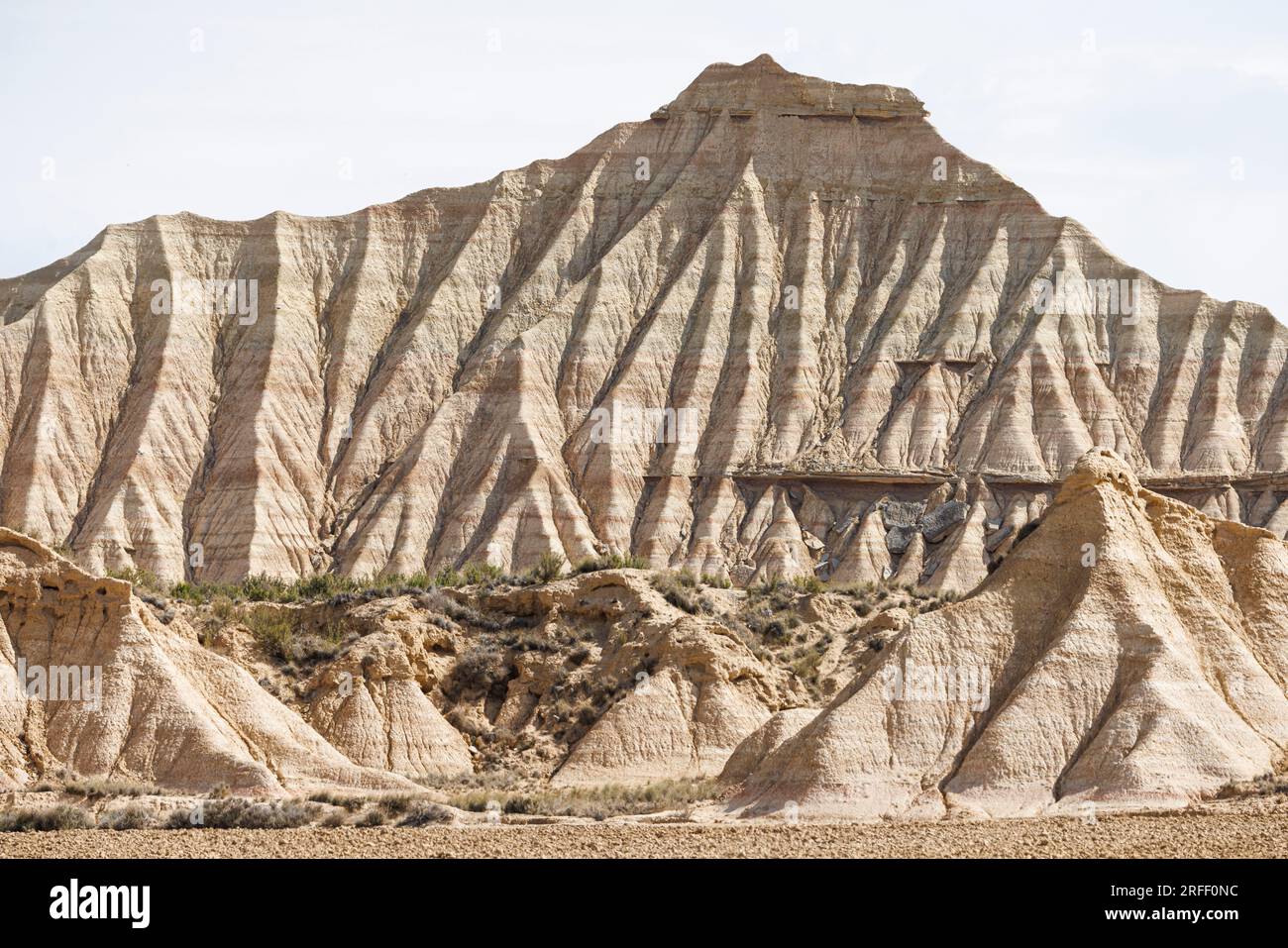 Spain, Navarra, Arguedas, The Bardenas Reales Biosphere Reserve and natural park listed as World Heritage by UNESCO, Bardena Blanca, El Rallon Stock Photo