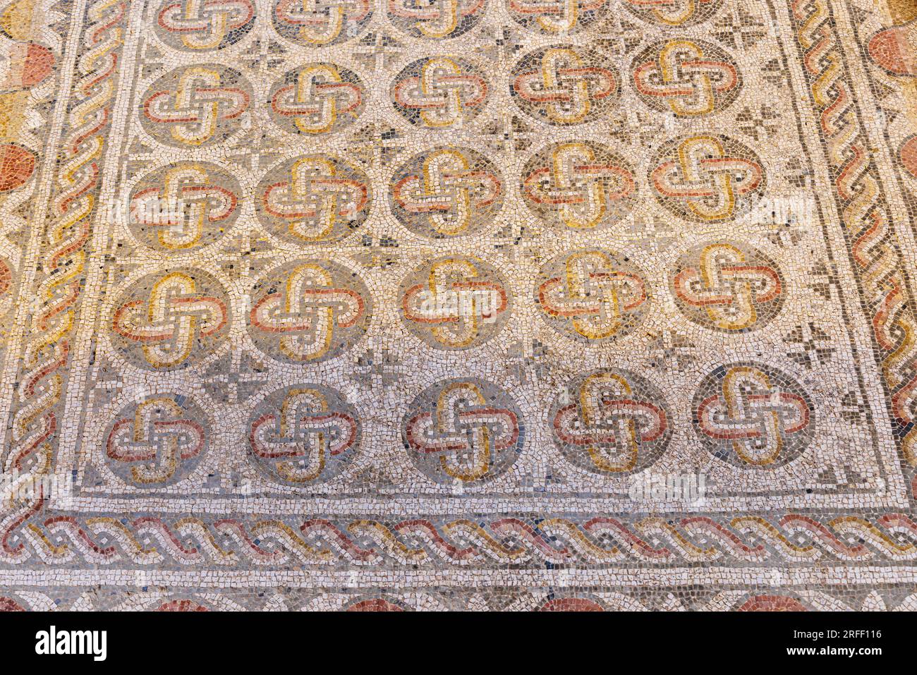 Spain, Castile and Leon, Saldana, La Olmeda roman villa, mosaic Stock Photo