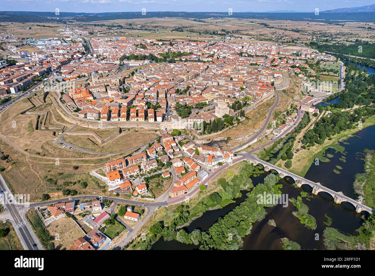 Spain, Castile and Leon, Ciudad Rodrigo, the roman bridge and the