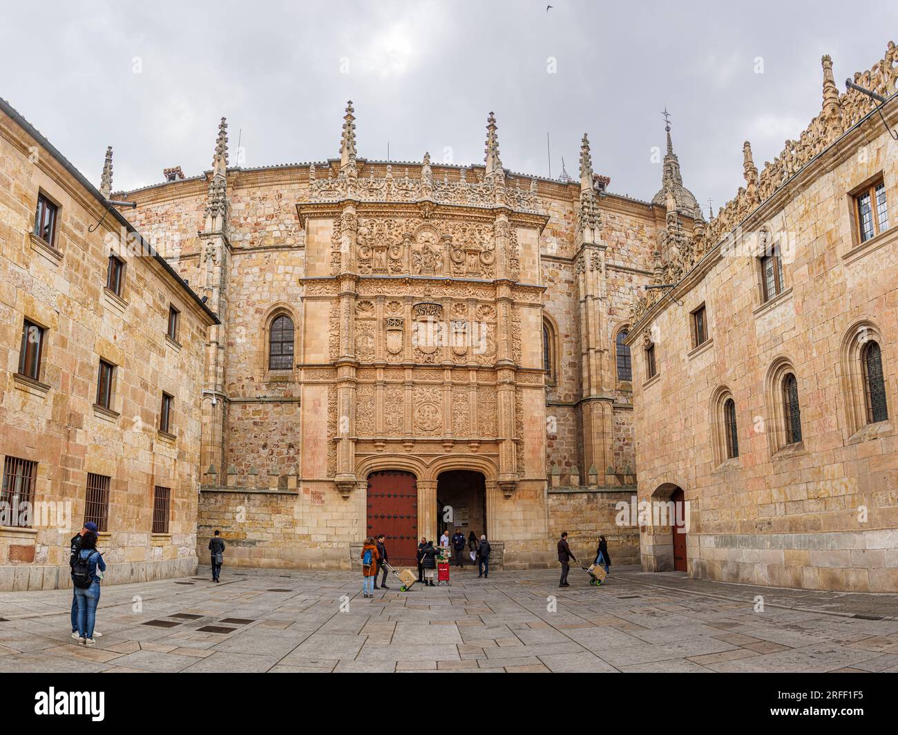 Spain, Castile and Leon, Salamanca, Old city of Salamanca listed as World Heritage by UNESCO, university door Stock Photo