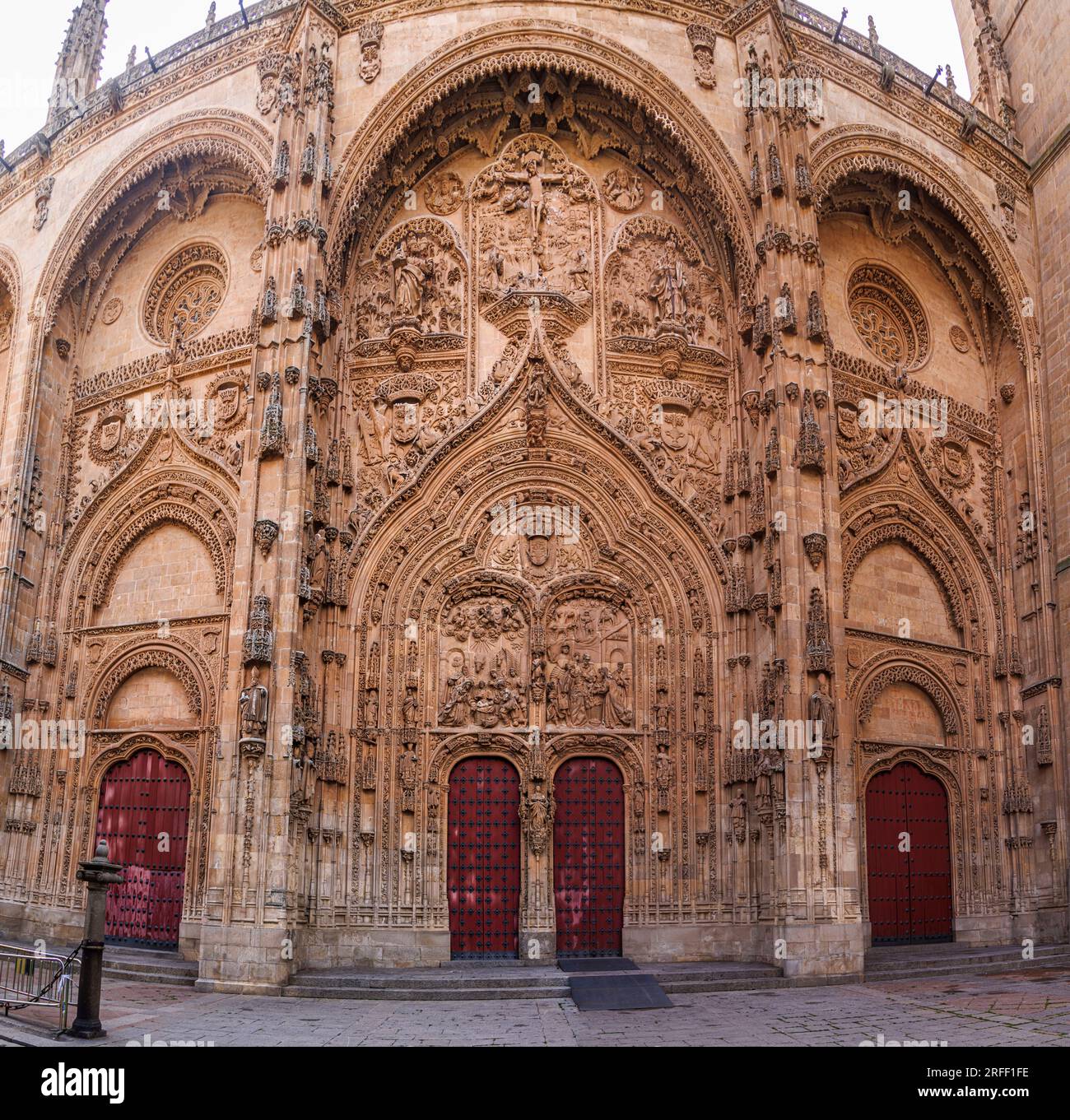 Spain, Castile and Leon, Salamanca, Old city of Salamanca listed as World Heritage by UNESCO, the New Cathedral, the door Stock Photo