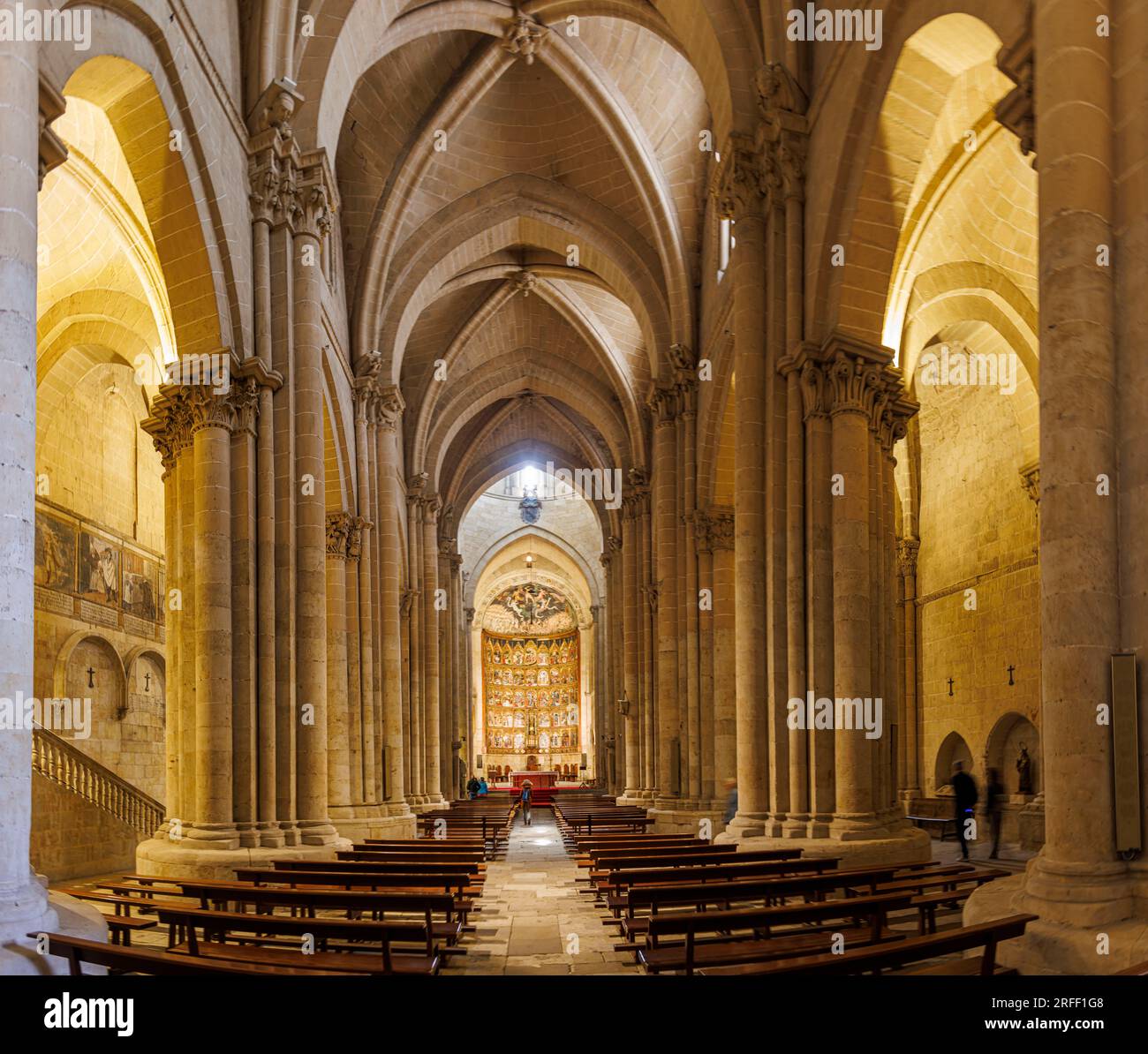 Spain, Castile and Leon, Salamanca, Old city of Salamanca listed as World Heritage by UNESCO, the Old Cathedral, the nave Stock Photo