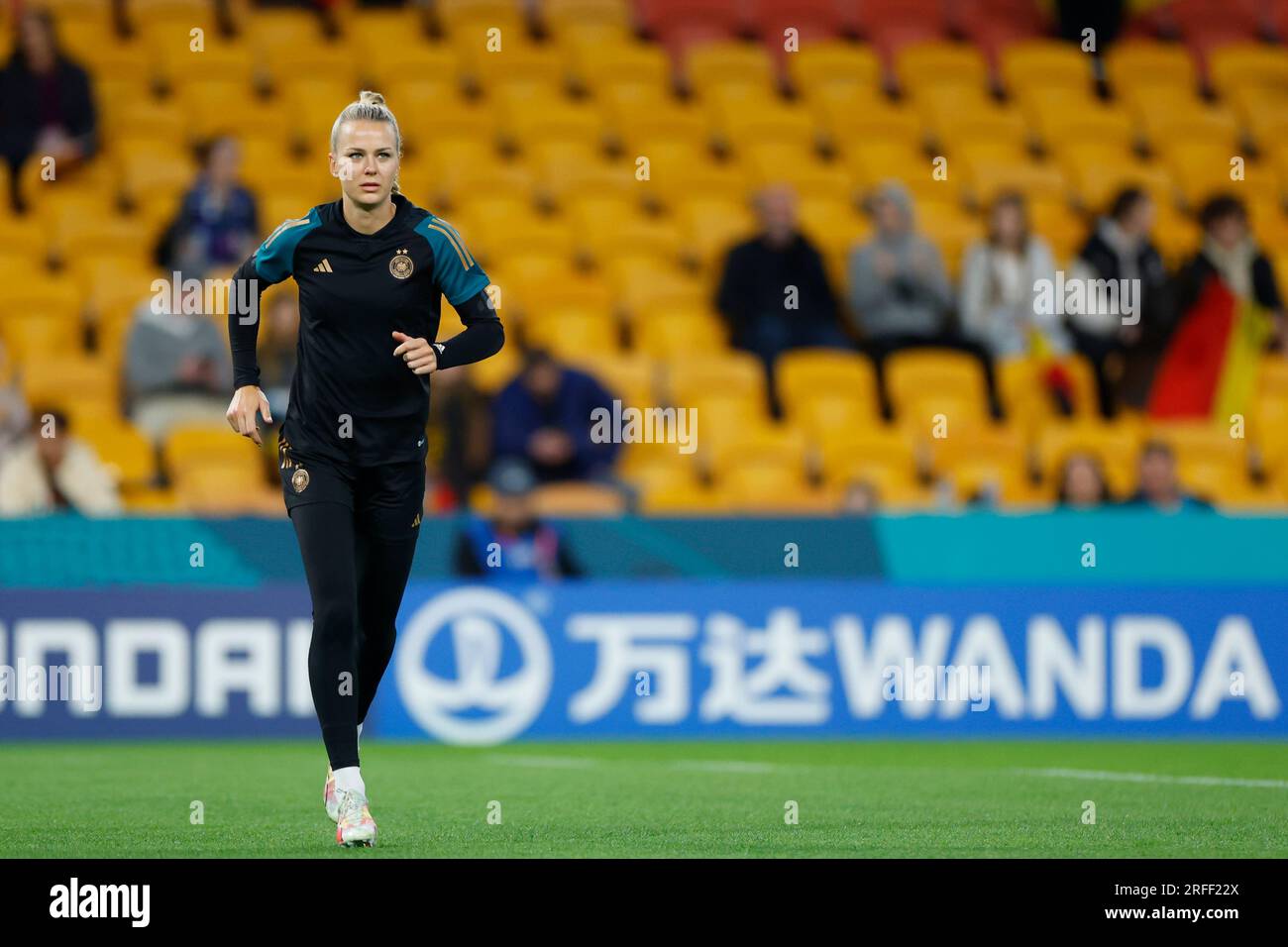 Brisbane, Australia. 03rd Aug, 2023. Brisbane, Australia, August 3rd 2023: Merle Frohms (1 Goalkeeper Germany) warms-up ahead of the FIFA Womens World Cup 2023 Group H football match between South Korea and Germany at Brisbane Stadium in Brisbane, Australia. (James Whitehead/SPP) Credit: SPP Sport Press Photo. /Alamy Live News Stock Photo