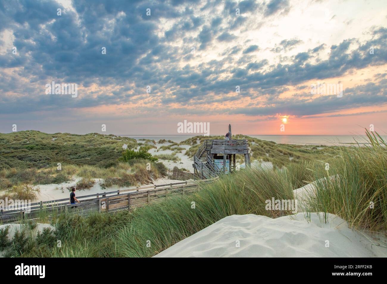 France, Pas de Calais, Cote d'Opale, Le Touquet, observatory overlooking the bay of Canche Stock Photo