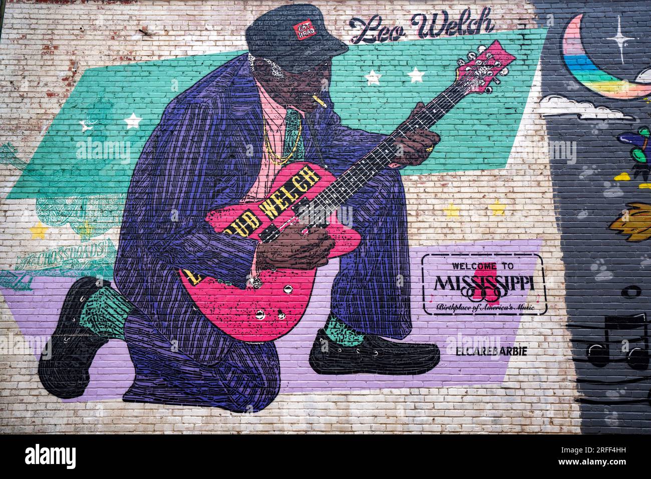 United States, Mississippi, Clarksdale, painting by bluesman Leo Bud Welch Stock Photo