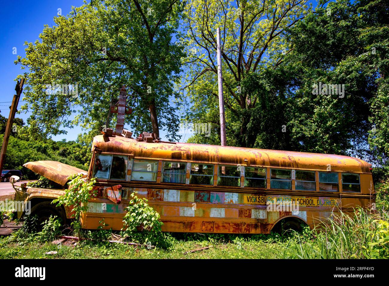 United States, Mississippi, Roxie, school bus junkyard Stock Photo Alamy
