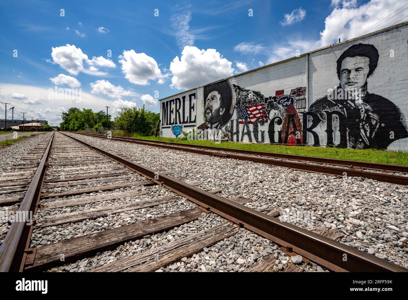 United States, Tennessee, Memphis, murals, country singer Merle Haggard Stock Photo