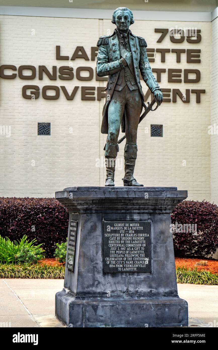 United States, Louisiana, Lafayette, statue of Lafayette Stock Photo
