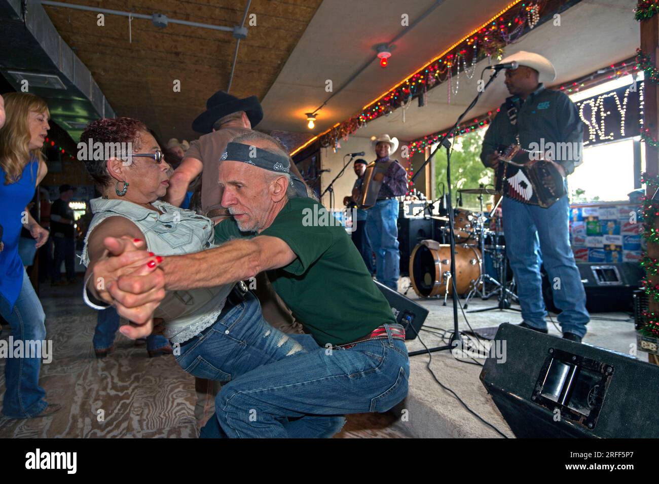 United States, Louisiana, Henderson, Zydeco musician Geno Delafosse plays at the Whiskey River club on the Atchafalaya Basin Stock Photo