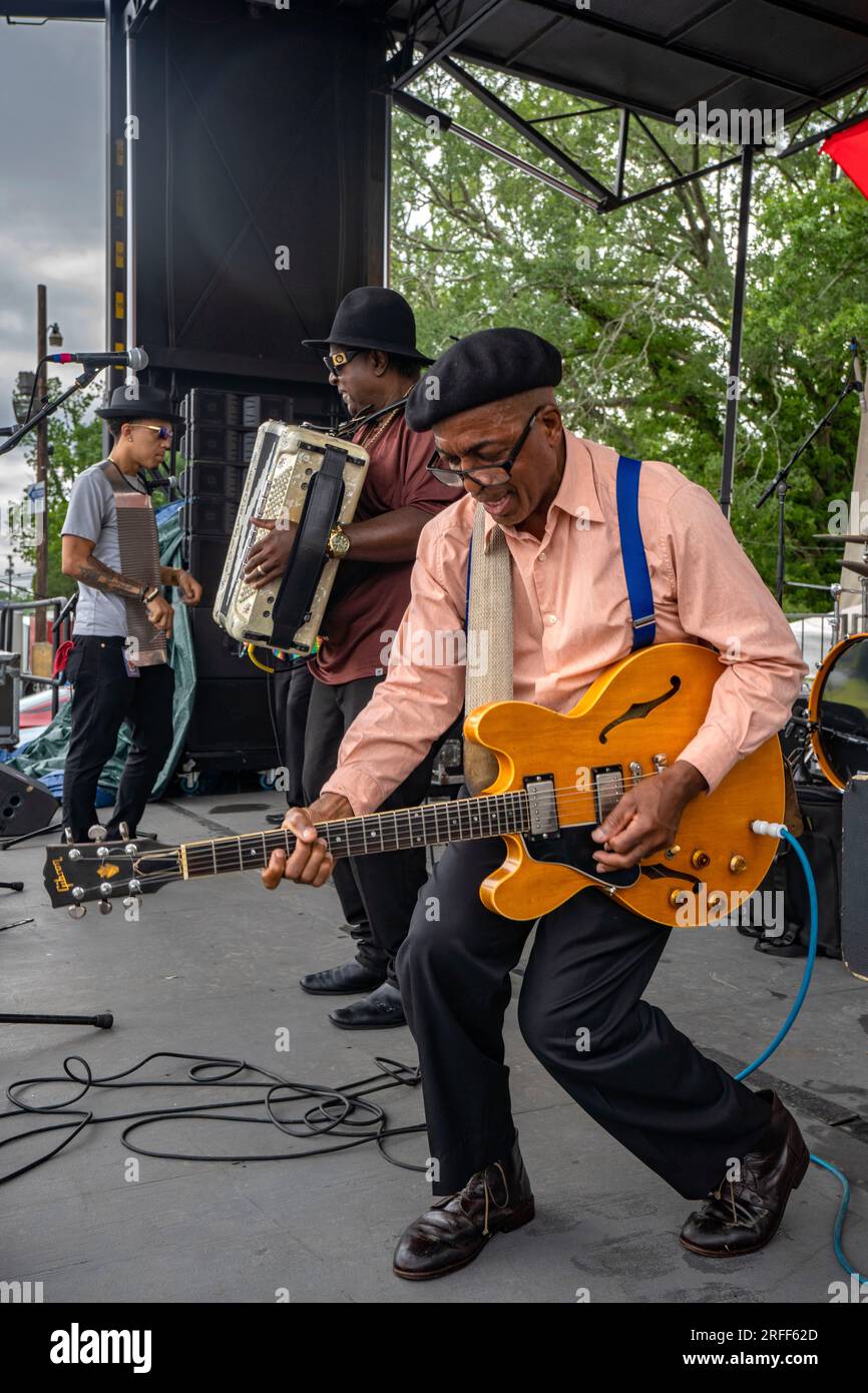 United States, Louisiana, Breaux Bridge, Crayfish Festival, zydeco music, Paul Williams and the Zydeco Cha Chas Stock Photo