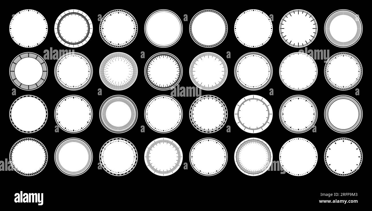 Mechanical clock faces, bezel. Watch dial with minute and hour marks ...