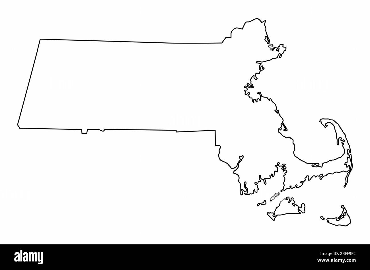 Massachusetts map outline isolated on white background Stock Vector ...