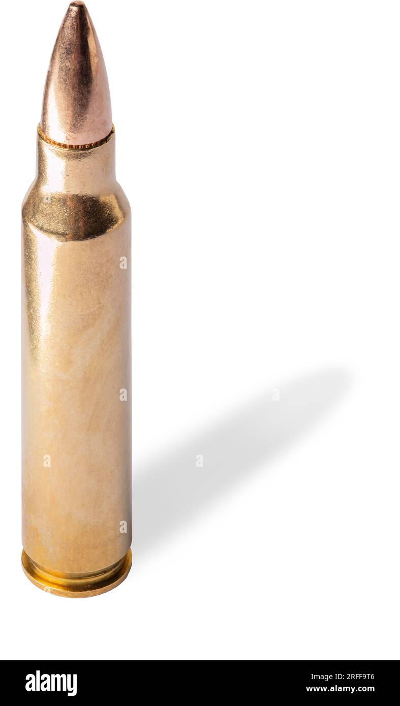 Shadow next to an AR-15 cartridge that is 556 mm caliber Stock Photo ...