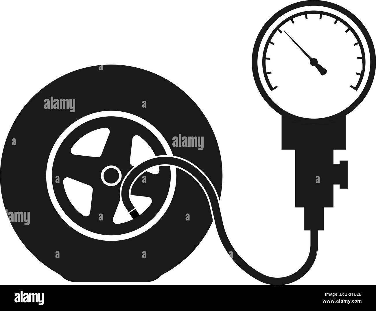 Tire pressure gauge icon.Car wheel with manometer illustration logo design Stock Vector Image