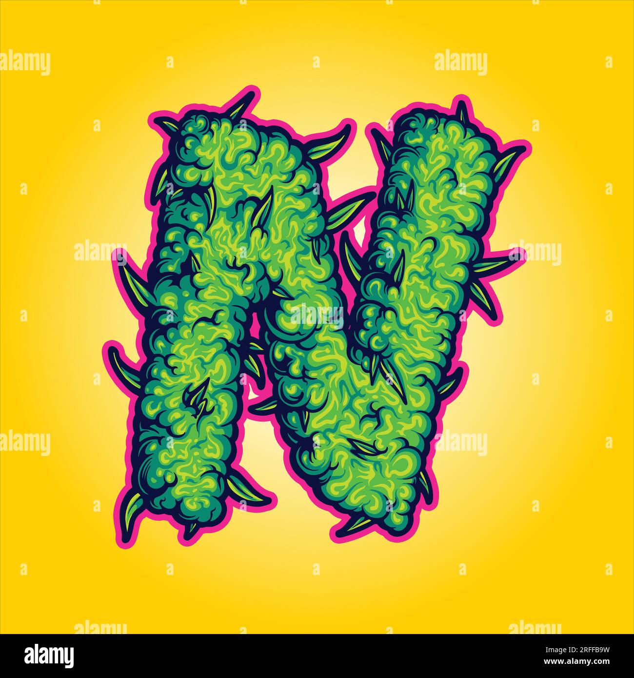 Smoky unique cannabis n letter monogram vector illustrations for your work logo, merchandise t-shirt, stickers and label designs, poster, greeting car Stock Vector