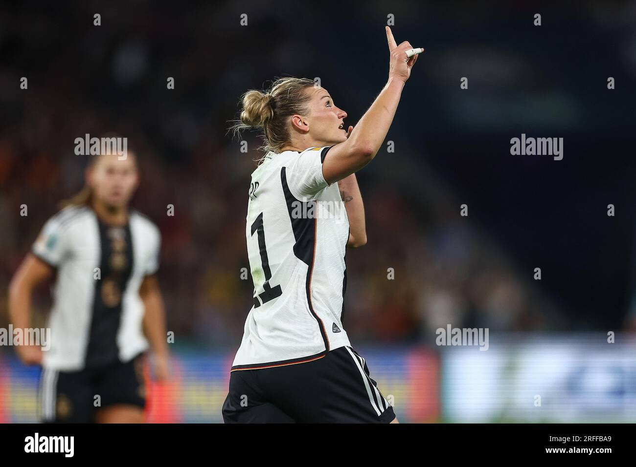 Alexandra Popp #11 of Germany celebrates her goal to make it 1-1 during the FIFA Women's World Cup 2023 Group H South Korea Women vs Germany Women at Adelaide Oval, Adelaide, Australia, 3rd August 2023 (Photo by Patrick Hoelscher/News Images) Credit: News Images LTD/Alamy Live News Stock Photo