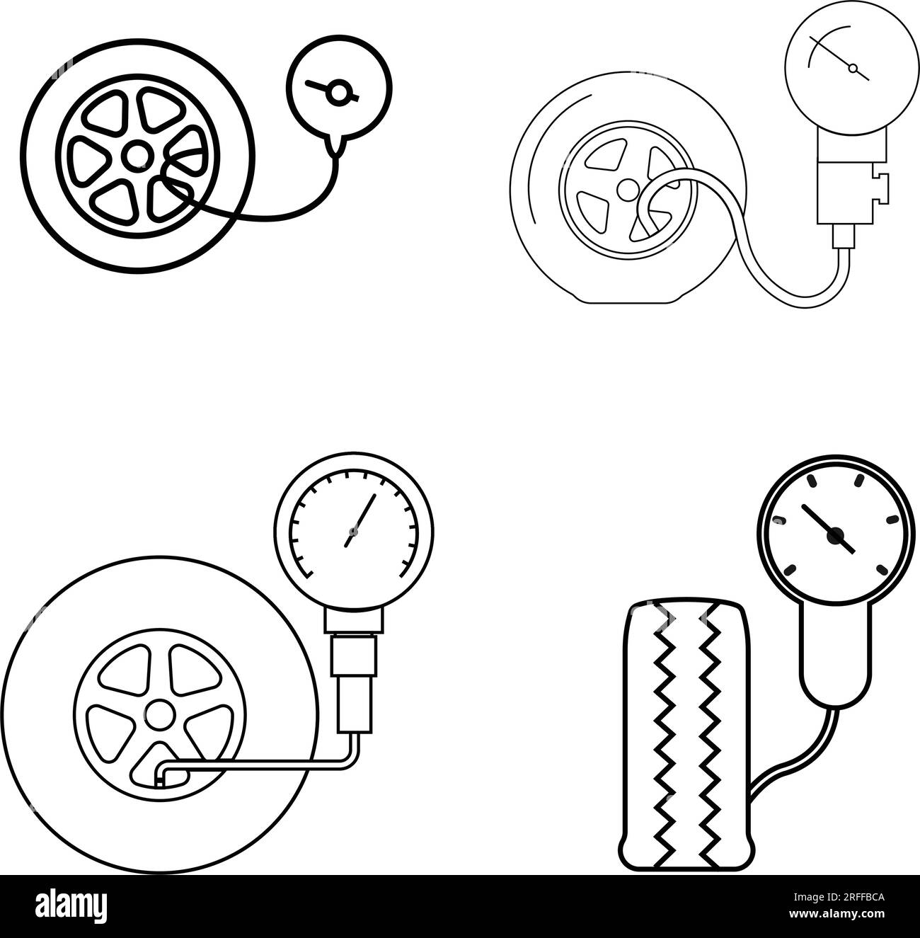 Tire pressure gauge icon.Car wheel with manometer illustration logo