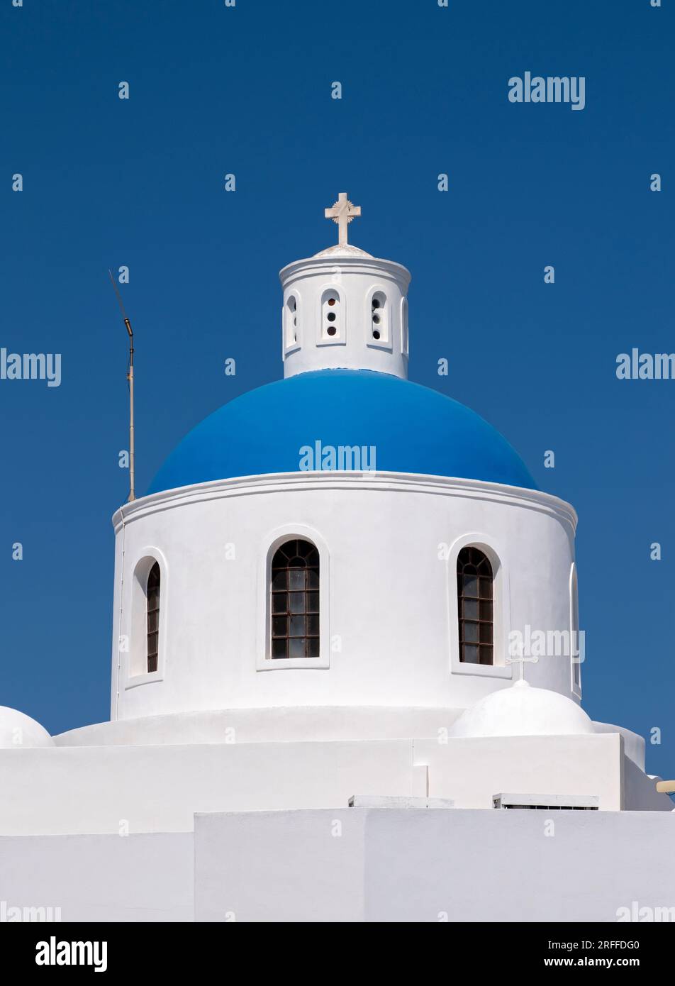 Dome of Church of Panagia Platsani Akathistos Hymn, Ia (Oia), Santorini ...