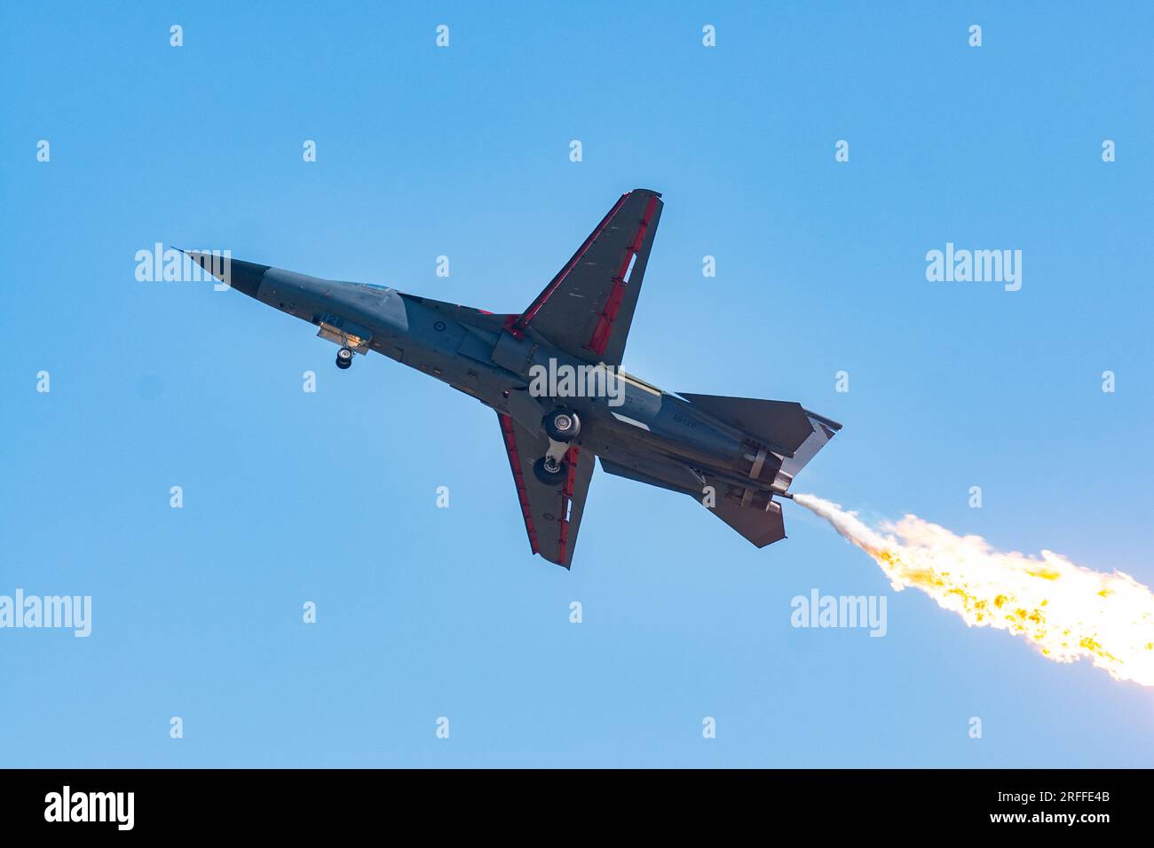 RAAF F-111 aircraft flying on full afterburner at the Newcastle Airshow 2010 Stock Photo