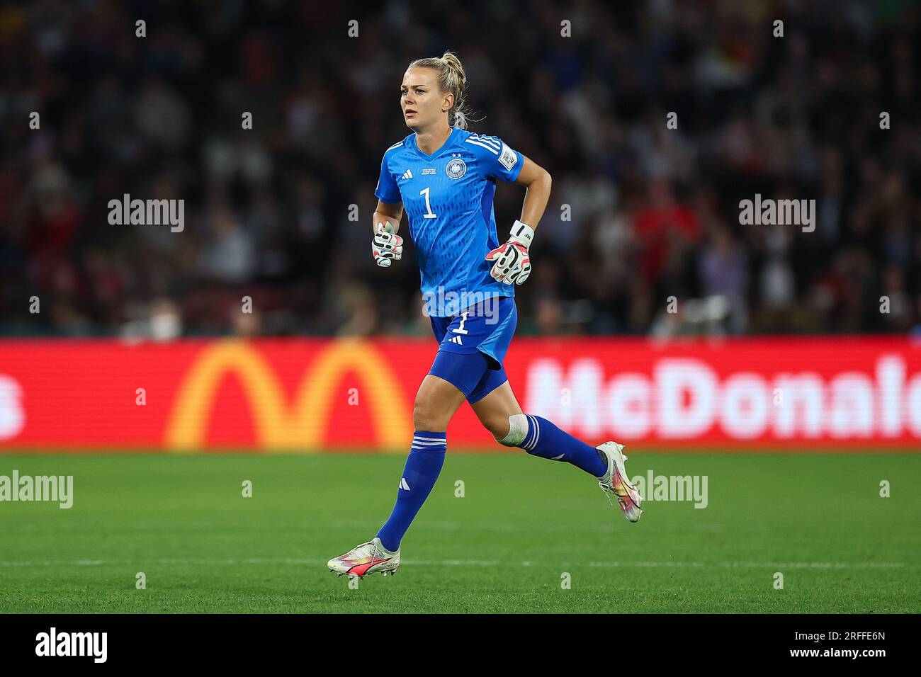 Merle Frohms #1 of Germany during the FIFA Women's World Cup 2023 Group H match South Korea vs Germany Women at Suncorp Stadium, Brisbane, Australia, 3rd August 2023 (Photo by Patrick Hoelscher/News Images) Credit: News Images LTD/Alamy Live News Stock Photo