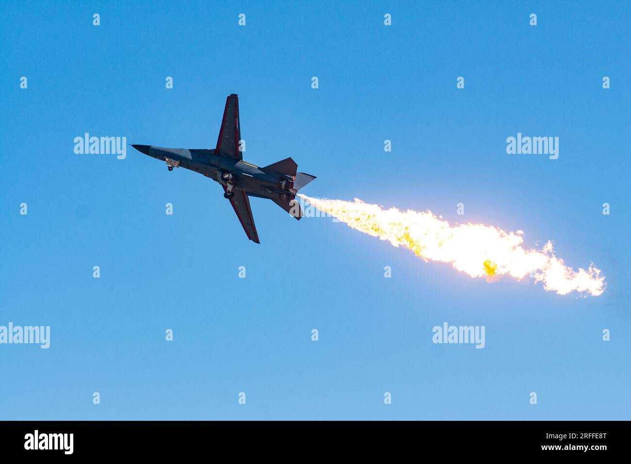 RAAF F-111 aircraft flying on full afterburner at the Newcastle Airshow 2010 Stock Photo