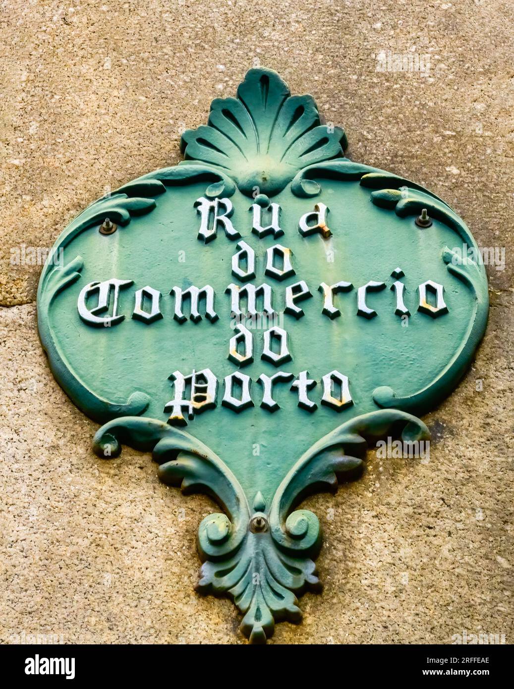 Porto, Portugal, Architecture in the Commerce Square or Praca do Comercio Stock Photo