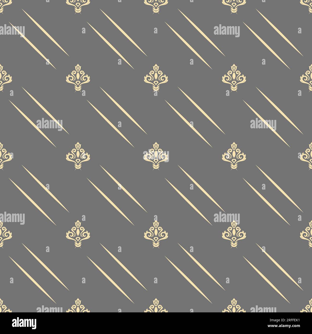 Classic seamless vector pattern. Gray and golden orient ornament with ...