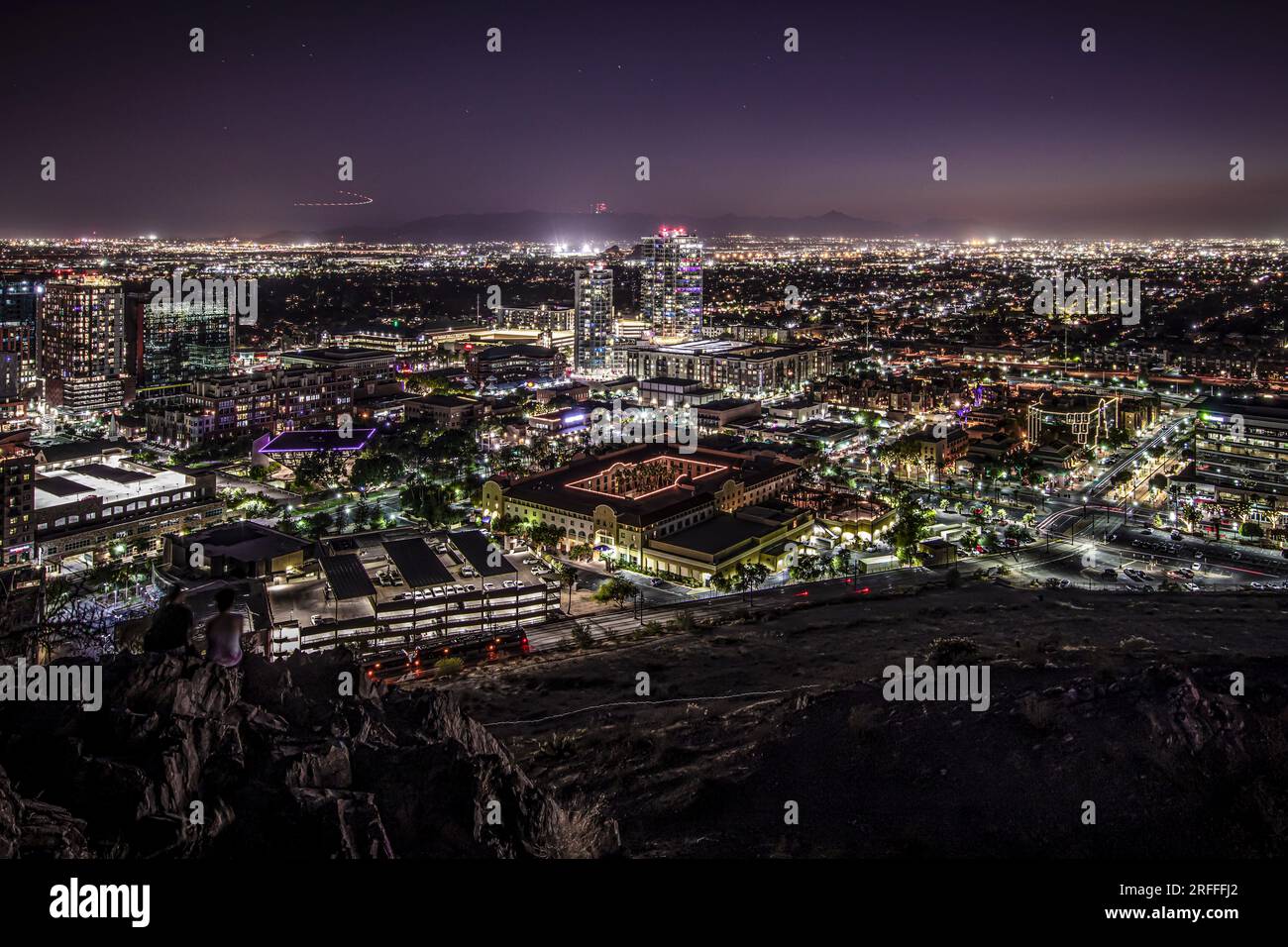 Wide view of downtown Tempe from Hayden Butte 'A Mountain' in Arizona