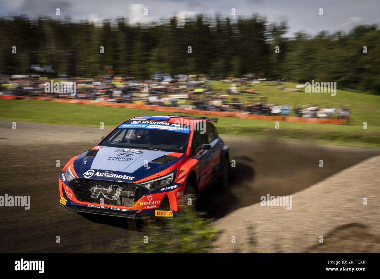 35 Fabrizio ZALDIVAR (PRY), Marcelo DER OHANNESIAN (ITA), HYUNDAI i20 N, RC2, Rally2, action during the Rally Finland 2023, 9th round of the 2023 WRC World Rally Car Championship, from August 3 to 6, 2023 in Jyvaskyla, Finland Stock Photo