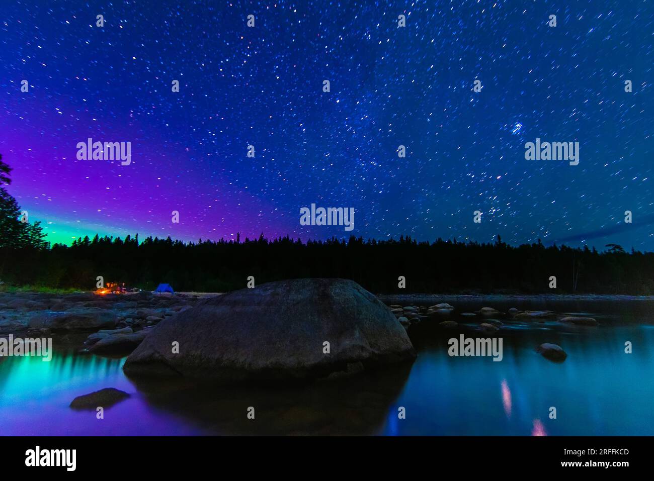 night landscape with a starry sky and the milky way with stars and ...