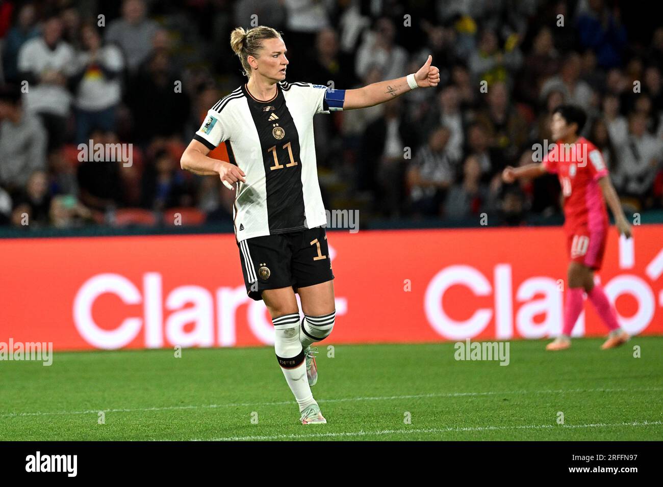 Brisibane, Australia. 3rd Aug, 2023. Alexandra Popp of Germany celebrates scoring during the Group H match between South Korea and Germany at the 2023 FIFA Women's World Cup in Brisibane, Australia, Aug. 3, 2023. Credit: Xiong Qi/Xinhua/Alamy Live News Stock Photo