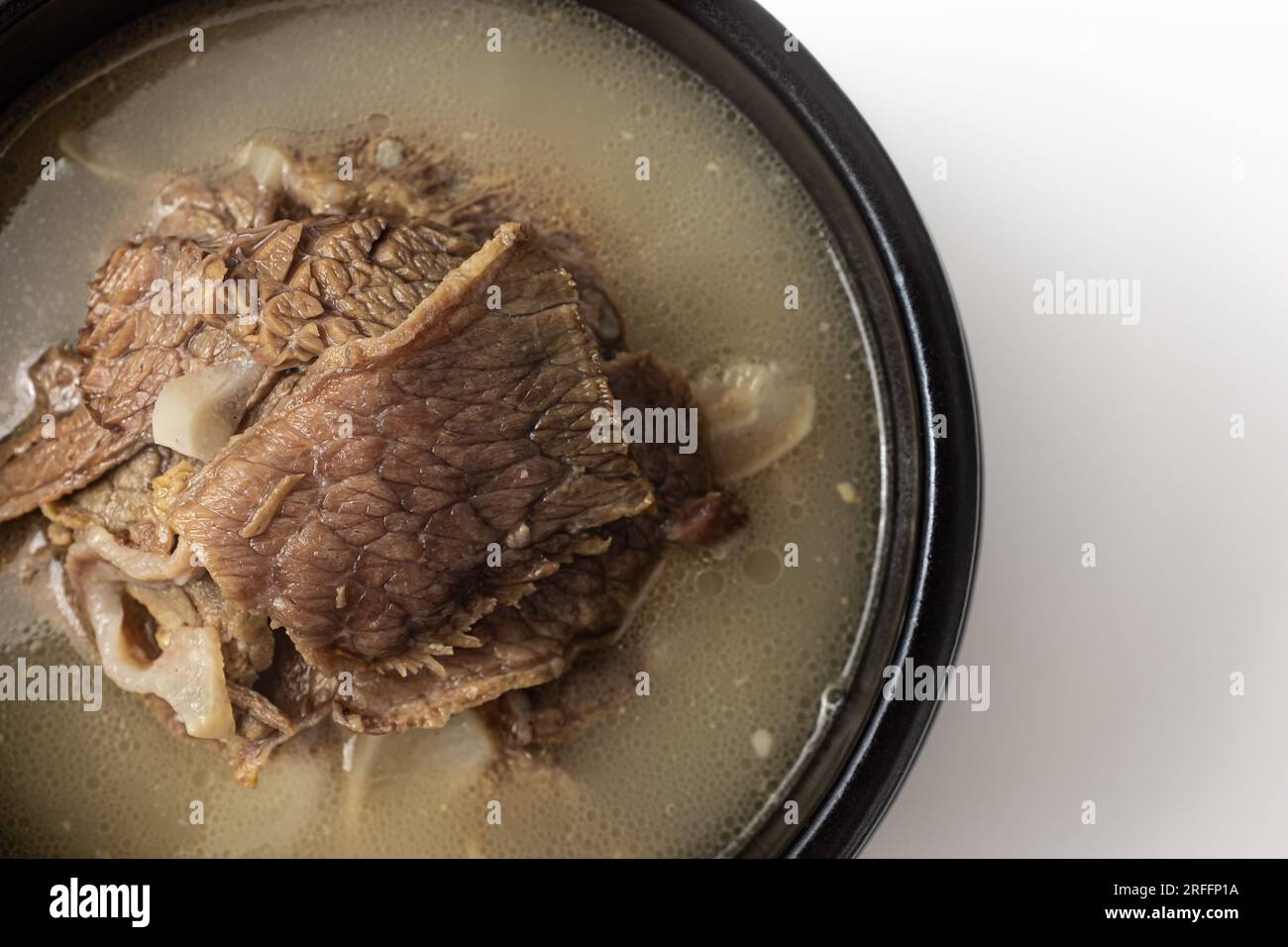 Beef head meat soup on white background Stock Photo Alamy